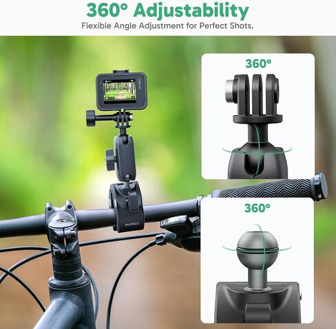 AKASO Universal Handlebar Clamp Motorcycle/Mountain Bike Pole Mount with 360° Rotation for GoPro 13 12 11 10 9, EK7000/EK7000 Pro, Brave 4/4 Pro, Brave 7/7 LE, V50 X, V50 Elite Action Cameras in Saudi Arabia