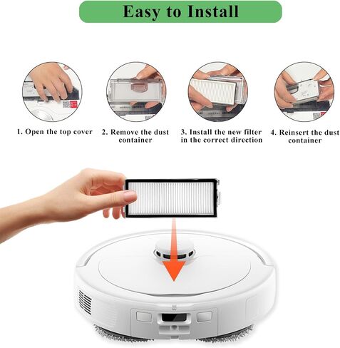 4 Pack Replacement HEPA Filters Compatible with Roborock Qrevo Master, Qrevo Slim,Saros Z70 Robot Vacuum Cleaner, Washable High-Efficiency Vacuum Filters Accessories in Kuwait
