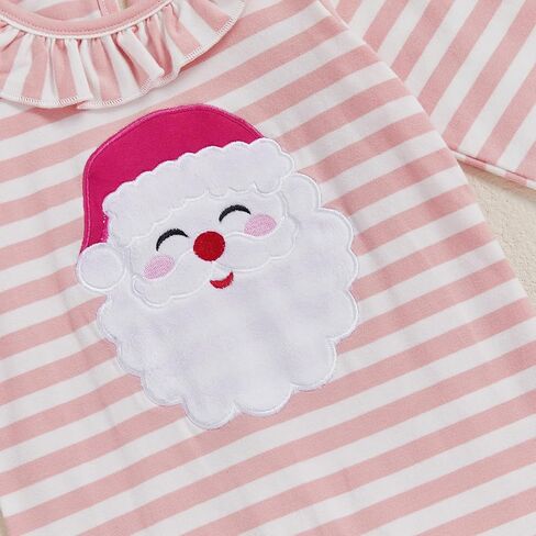 Infant Newborn Baby Girl Christmas Clothes Santa Claus Long Sleeve Romper Jumpsuit Striped One Piece Outfit in Saudi Arabia