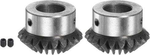 HARFINGTON 2 قطعة ترس مشطوف 2 متر 20 سن 15 مم ثقب العمود 1:1 ترس مشطوف مدبب 45 # فولاذ 2 وحدة تروس توجيه 90 درجة، للدوران الميكانيكي للأجهزة، مع مفتاح 5 مم in Saudi Arabia