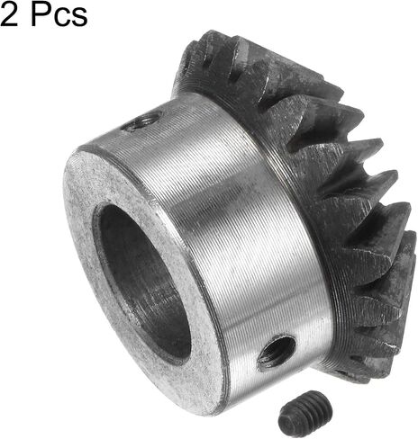 HARFINGTON 2 قطعة ترس مشطوف 2 متر 20 سن 15 مم ثقب العمود 1:1 ترس مشطوف مدبب 45 # فولاذ 2 وحدة تروس توجيه 90 درجة، للدوران الميكانيكي للأجهزة، مع مفتاح 5 مم in Saudi Arabia
