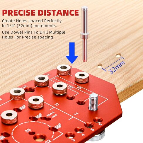 Shelf Pin Jig and Hinge Jig, Two-in-One Adjustable Shelf Pin Drilling Jigs with 1/4" 5mm Drill Bits, Self-contained Clamping Cabinet Hardware Jigs Tool Holes Drill Guide for Woodworking in Saudi Arabia