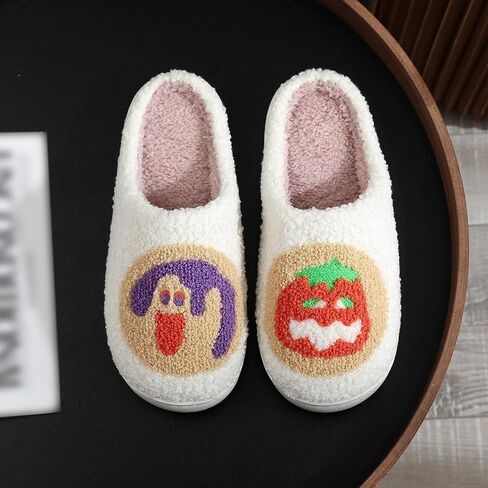 Halloween Slippers for Women, Ghost Slipper Bats Pumpkin Cookie Spider Web Fall and Winter Black Spooky House Shoes for Adult Men Indoor Outdoor, Cozy in Kuwait