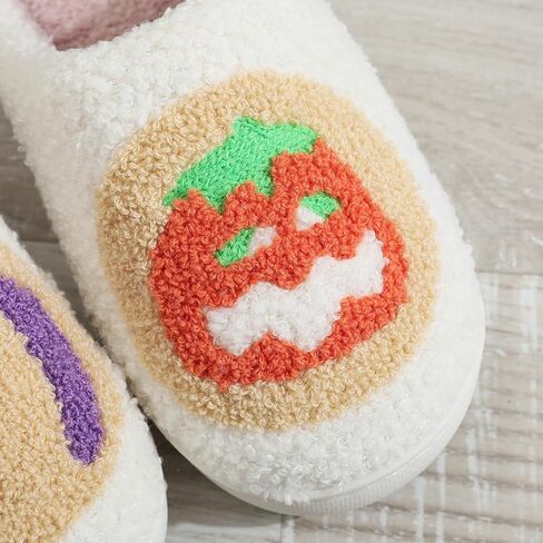 Halloween Slippers for Women, Ghost Slipper Bats Pumpkin Cookie Spider Web Fall and Winter Black Spooky House Shoes for Adult Men Indoor Outdoor, Cozy in Kuwait