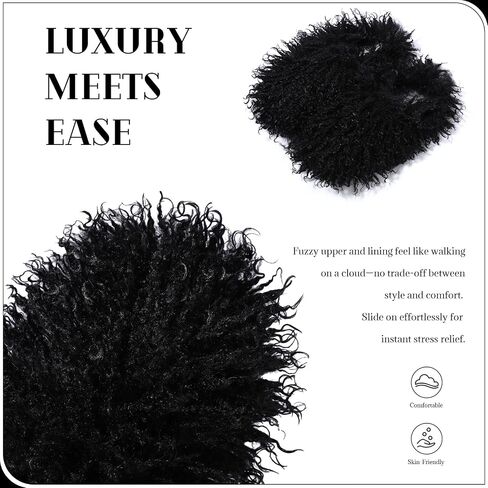 GOKTOW Fluffy Furry Slippers for Women - Non-Slip Warm Fuzzy Fluffy Slides, Indoor Home Quick Trip House Slippers in Saudi Arabia