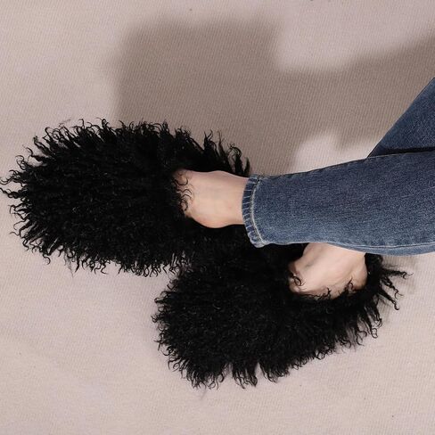 GOKTOW Fluffy Furry Slippers for Women - Non-Slip Warm Fuzzy Fluffy Slides, Indoor Home Quick Trip House Slippers in Saudi Arabia