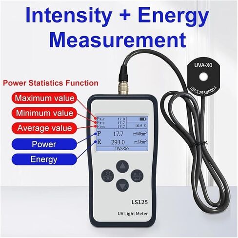 Roroll Light Meter ، UV Tester Ultraviolet Light Meter Meter Mader AVA UVB مصادر LS125 عملية بسيطة متعددة الدقة (LS125 مع UVA-X0) in Saudi Arabia