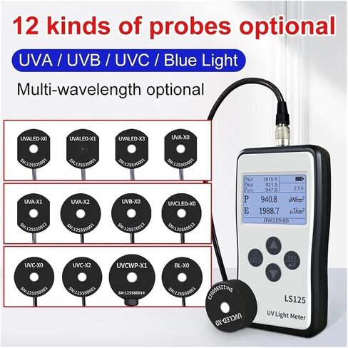 Roroll Light Meter ، UV Tester Ultraviolet Light Meter Meter Mader AVA UVB مصادر LS125 عملية بسيطة متعددة الدقة (LS125 مع UVA-X0) in Saudi Arabia