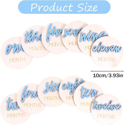 6 Pcs Wooden Baby Monthly Milestone signs,1-12 Months Milestone signs for Photos with Double-Sided 3D Engraving Newborn Age Signs for Baby (Blue) in Saudi Arabia