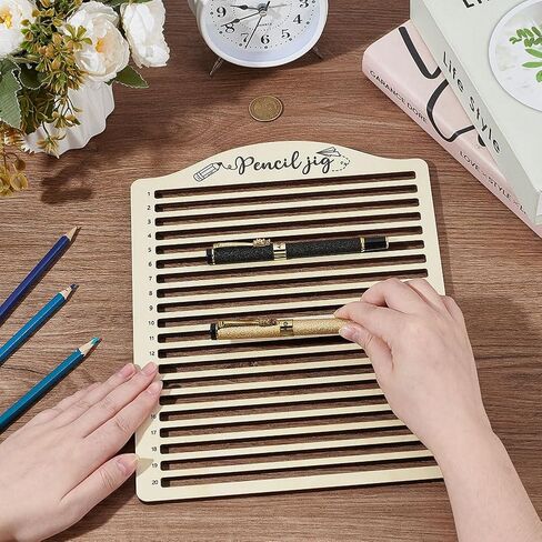 BENECREAT 2 Pack 10/20 Slots Pencil Engraving Jig with Scale - Laser Engraving Tool Wood Pencil Holder for Creative Pen Making & Custom Stationery Designs in Saudi Arabia