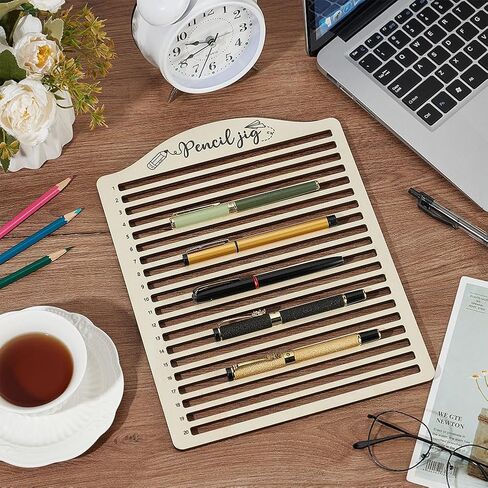 BENECREAT 2 Pack 10/20 Slots Pencil Engraving Jig with Scale - Laser Engraving Tool Wood Pencil Holder for Creative Pen Making & Custom Stationery Designs in Saudi Arabia