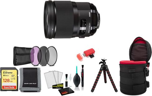 Sigma 28mm f/1.4 DG HSM Art Lens for Nikon F (441955) Bundle with 128GB Memory Card, Tripod, Filter Kit and More in Saudi Arabia