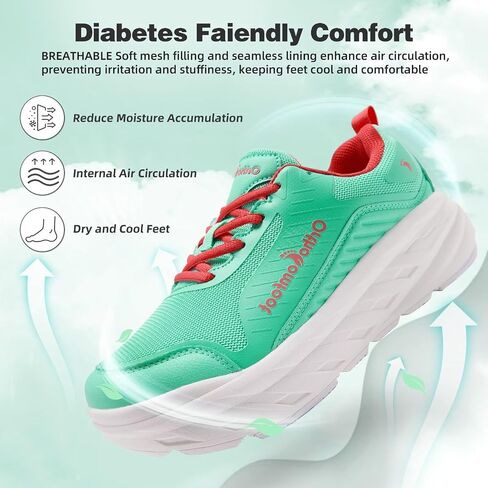 Women's Orthopedic Diabetic Walking Shoes: Wide Toe Box Comfortable Casual Arch Support Plantar Fasciitis Orthotic Sneakers, High Arch Swollen Work Tennis Sports Shoes for Foot and Heel Pain Relief in Saudi Arabia