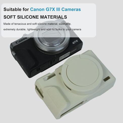 Case for Canon G7x Mark iii Case Silicone Small Digital Camera Soft Protective Cover Cute Compatible with Powershot G7x Mark 3 DSLR Camera G7x Mark iii Accessories(Beige) in Saudi Arabia