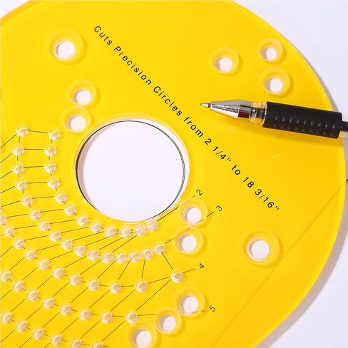 رقصة قطع الدائرة لجهاز التوجيه الخشبي ، أدوات التوجيه الدقيقة لأخدود طحن ، دليل قطع الدائرة لصنع قطع مكبر الصوت المقطوعة أدوات توجيه أعمال الخشب (اللون: أصفر) in Kuwait