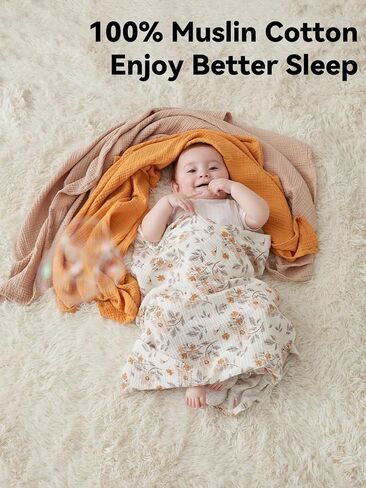 Tillyou 3 Pack Muslin Gwaddles for Newborns Baby Baby for Girls Boy Boys Cotton Plants 40 "x40" ، زهرة صفراء in Kuwait