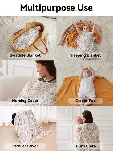 Tillyou 3 Pack Muslin Gwaddles for Newborns Baby Baby for Girls Boy Boys Cotton Plants 40 "x40" ، زهرة صفراء in Kuwait