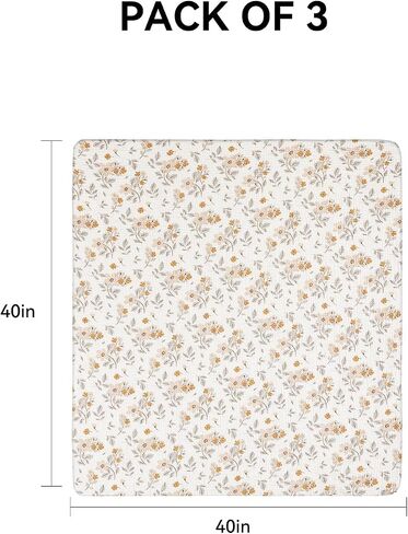 Tillyou 3 Pack Muslin Gwaddles for Newborns Baby Baby for Girls Boy Boys Cotton Plants 40 "x40" ، زهرة صفراء in Kuwait