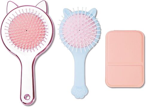 3PCS Hair Brush and Comb Set for Girls, Comb and Mirror Set for Kids, Detangling Brush for Adults & Kids, Hair Brush Comb Set, Hair Comb with Mirror, Hair Brush for Teen Girls Kids Child, Rose Comb in Kuwait