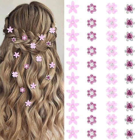 YISSION 40 Pcs Mini White Flower Hair Clips Cute Rhinestone Hair Pins Small Decorative Hair Clips Wedding Hair Barrettes Bridal Flower Girl Hair Accessory in Kuwait