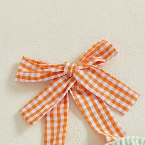 Newborn Baby Girl Halloween Outfit Halter Pumpkin Face/Ghost Embroidery Plaid/Stripe Ruffle Romper Dress in Kuwait