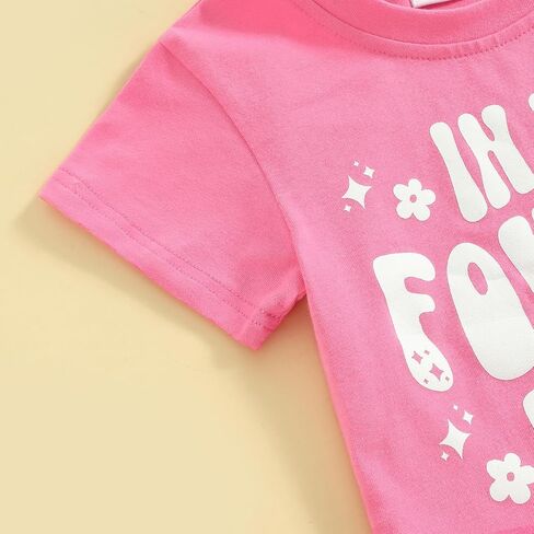 Eadrioss Baby Girl Birthday Outfit 1-4 Yr In My One/Two/Three/Four Era Birthday Outfit Top Shirts Sparkling Bell Bottoms in Saudi Arabia