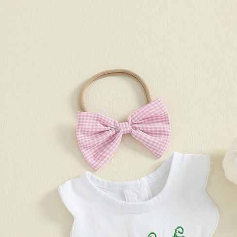 Baby Girl Halloween Embroidered Pumpkin Onesie + Bow | Newborn Infant Halloween Outfits Embroidered Pumpkin Onesie Pink Sleeveless Smocked Romper in Saudi Arabia