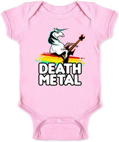 Pop Threads Death Metal Unicorn Retro Rainbow Funny Infant Baby Boy Girl Bodysuit in Saudi Arabia