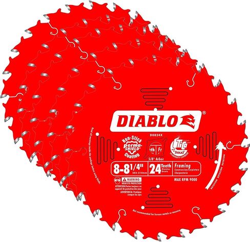 Freud D0824X Diablo 8-1/4-inch 24 Tooth ATB Thin Kerf Framing Saw Blades, 5-Pack in Saudi Arabia
