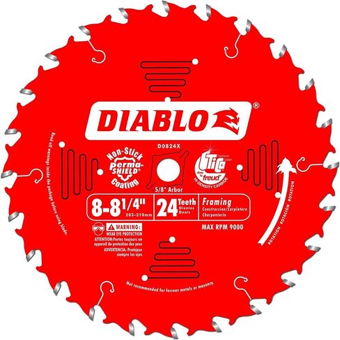 Freud D0824X Diablo 8-1/4-inch 24 Tooth ATB Thin Kerf Framing Saw Blades, 5-Pack in Saudi Arabia