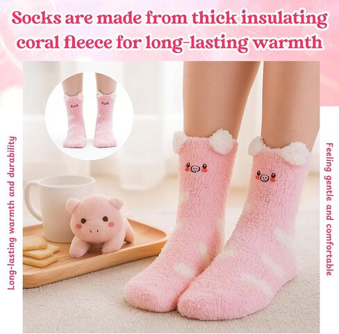 Fuzzy Slippers with Socks for Women Men Funny Plush Animal Slippers for Teen Girls Boys Winter Christmas Home Lovers Gifts in Saudi Arabia