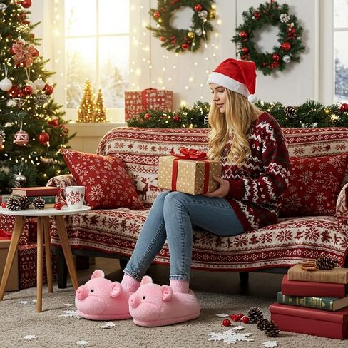 Fuzzy Slippers with Socks for Women Men Funny Plush Animal Slippers for Teen Girls Boys Winter Christmas Home Lovers Gifts in Saudi Arabia