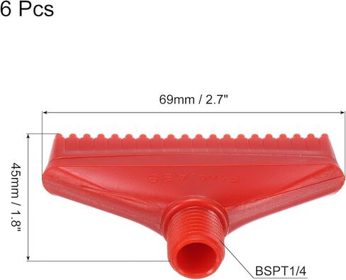 uxcell 6 pcs BSPT1/4 الذكور فوهة الرياح النفخ ، وفوهة الهواء المسطحة فوهة فوهة ABS ABS مع شريط PTFE لملحقات آلة الهواء المضغوطة ، الأحمر in Saudi Arabia
