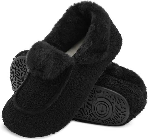 BARERUN Womens Slippers Fuzzy House Shoes with Faux Fur Lining Soft-lightweight House Slippers Socks Moccasin Slippers with Rubber Sole Indoor/Outdoor in Kuwait