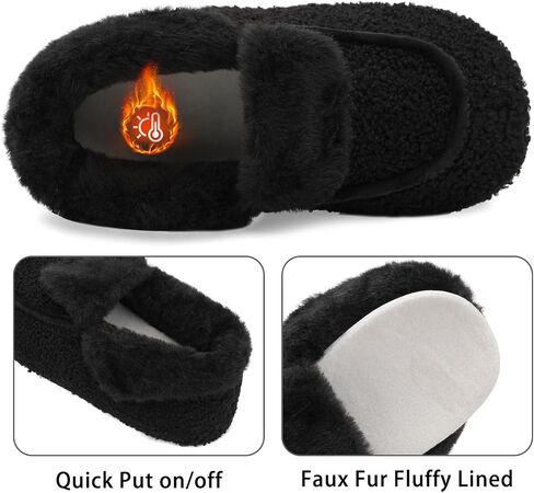 BARERUN Womens Slippers Fuzzy House Shoes with Faux Fur Lining Soft-lightweight House Slippers Socks Moccasin Slippers with Rubber Sole Indoor/Outdoor in Kuwait