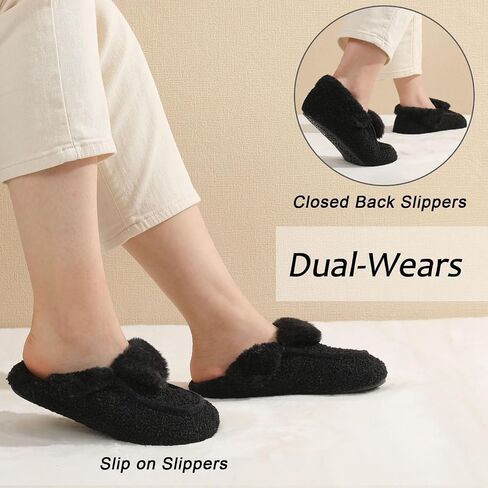BARERUN Womens Slippers Fuzzy House Shoes with Faux Fur Lining Soft-lightweight House Slippers Socks Moccasin Slippers with Rubber Sole Indoor/Outdoor in Kuwait