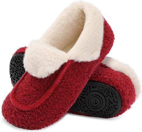 أحذية منزل باريون للنساء غامض مع فرو فو بطانة ناعمة للوزن الناعم للخلع الجوارب الجوارب النعال moccasin مع المطاط الوحيدة الداخلية/الخارجية in Kuwait