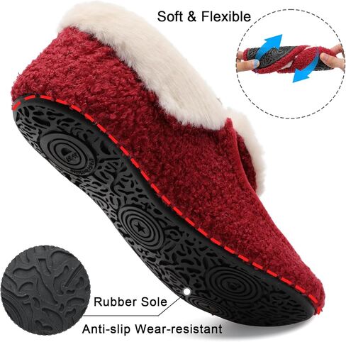 أحذية منزل باريون للنساء غامض مع فرو فو بطانة ناعمة للوزن الناعم للخلع الجوارب الجوارب النعال moccasin مع المطاط الوحيدة الداخلية/الخارجية in Kuwait
