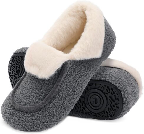 Womens Slippers Fuzzy House Shoes with Faux Fur Lining Soft-lightweight House Slippers Socks Moccasin Slippers with Rubber Sole Indoor/Outdoor in Saudi Arabia
