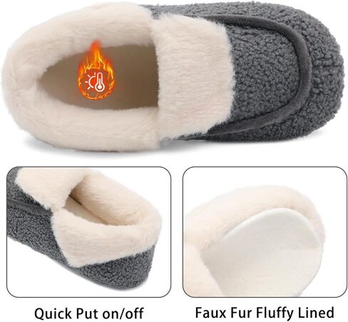 Womens Slippers Fuzzy House Shoes with Faux Fur Lining Soft-lightweight House Slippers Socks Moccasin Slippers with Rubber Sole Indoor/Outdoor in Saudi Arabia