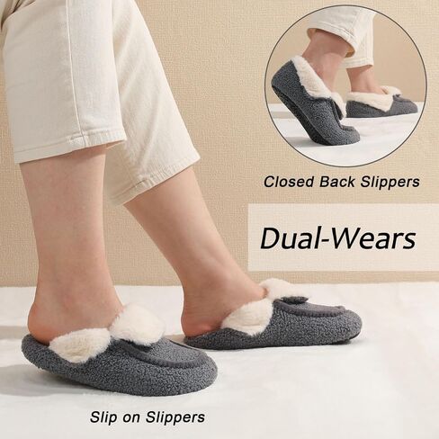 Womens Slippers Fuzzy House Shoes with Faux Fur Lining Soft-lightweight House Slippers Socks Moccasin Slippers with Rubber Sole Indoor/Outdoor in Saudi Arabia