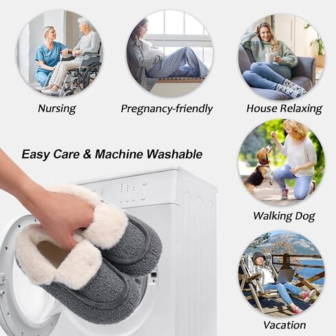 Womens Slippers Fuzzy House Shoes with Faux Fur Lining Soft-lightweight House Slippers Socks Moccasin Slippers with Rubber Sole Indoor/Outdoor in Saudi Arabia