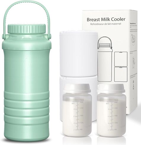 Portable Breast Milk Cooler, 22oz Larger Capacity Breastmilk Chiller for Travel & Outdoor, 360° Cooling Keeps Milk Fresh for 24 Hours with 2pcs Breastmilk Storage Bottle, Breastfeeding Essentials in Saudi Arabia