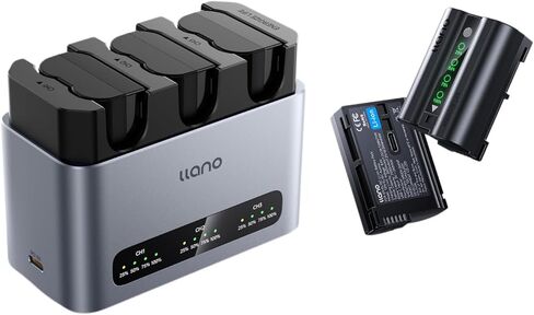 llano EN-EL15C Battery Bundle – 3X 2400mAh Rapid-Charge Batteries + 2X 2600mAh USB-C LED Smart Batteries + CNC Metal 30W 3-Slot Fast Charger – Compatible with Nikon Z8 Z6III Z7II Zf D850 D500 in Saudi Arabia