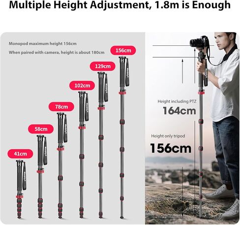 monopod الكاميرا ، 61 "التصوير الفوتوغرافي الألومنيوم monopod ، monopod monopod محمولة خفيفة الوزن مع مقبض التسلق ، للكاميرات المدمجة ، بلا مرآة ، dslr in Kuwait