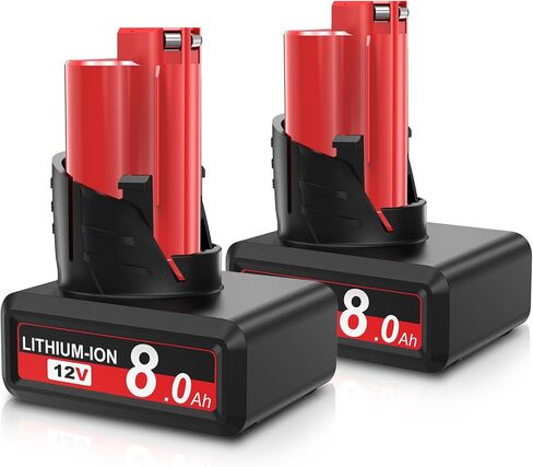 2Pack 8.0Ah Replacement for Milwaukee M12 Battery Lithium Compatible with Milwaukee 12V Battety 48-11-2401 48-11-2460 48-11-2402 48-11-2412 48-11-2411 48-11-2420 48-11-2410 48-11-2430 48-11-2440 in Saudi Arabia