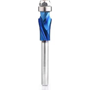 VIC025 Coated Compression Spiral Flush Trim Router Bit 1/4 Shank 1/2 Inch Cutting Dia, Top Bearing Pattern Template Router Bit for Woodworking Trimming (1/4" S*1/2" D*1" CL*2-5/8"OVL) in Saudi Arabia