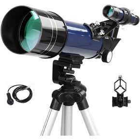 Telescope for Kids Adults Beginners 70mm Aperture 400mm BAK4 Prism FMC Lens Astronomical Refractor Telescope for Astronomy with Smartphone Mount and Tripod and Camera Wire Controller in Kuwait