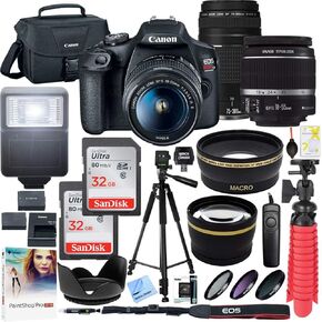 Canon T7 EOS Rebel DSLR Camera with EF-S 18-55mm f/3.5-5.6 is II and EF 75-300mm f/4-5.6 III Lens and Two (2) (Renewed) 32GB SDHC Memory Cards Plus Double Battery Accessory Bundle in Kuwait