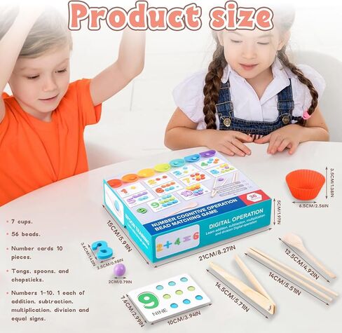 Montessori Arithmetic Math Toy Set,Montessori Arithmetic Kit,Silicone Number Learning Set with Beads,Number Cognitive Clip Bead Matching Gamefor Early Childhood Educational Activities (1Set) in Saudi Arabia
